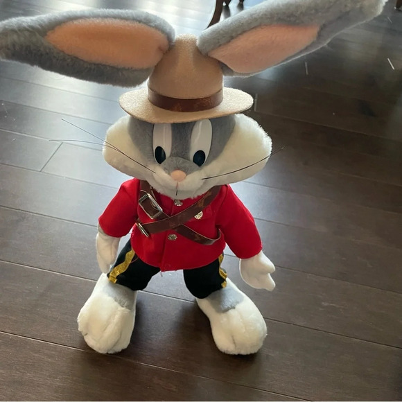 RCMP Vintage 1980s  Bugs Bunny Warner Bros Plush Canadian Mountie Stuffie - Picture 1 of 7